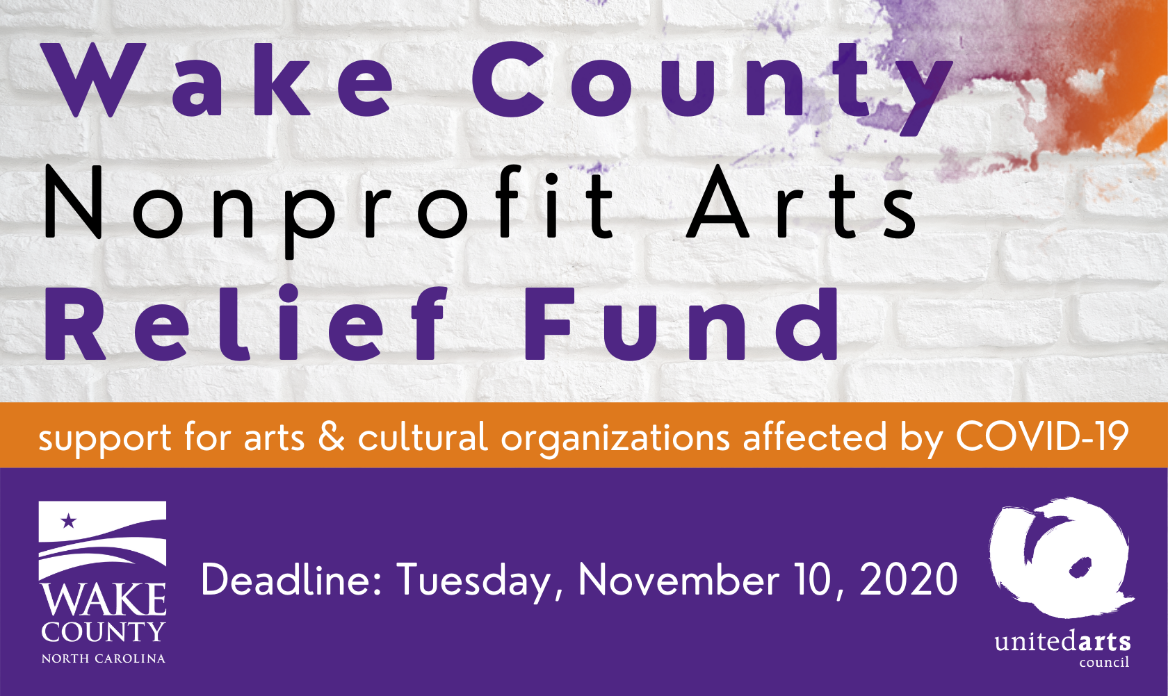 Wake Nonprofit Arts Relief Fund Graphic