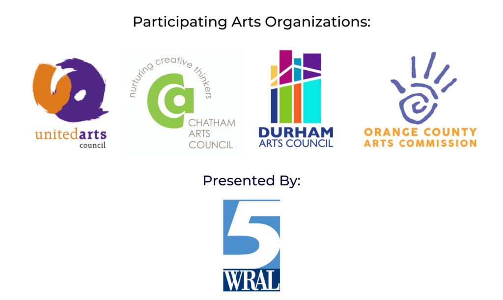 Participating Arts Organizations' logos Presented by WRAL-TV