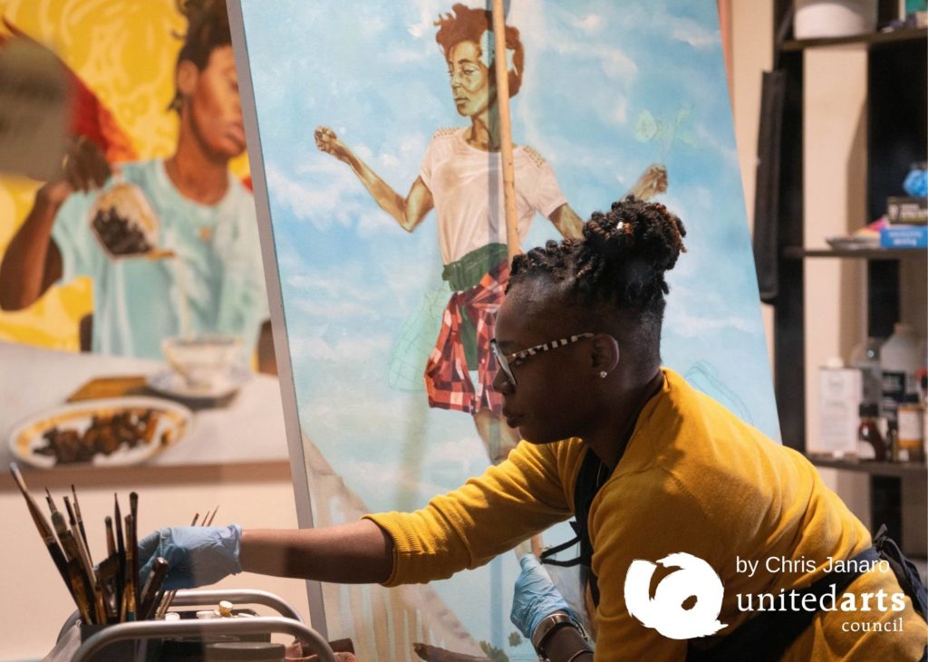 Artspace- First Friday in studio of Lakeshia Reid, Raleigh, November 1, 2019