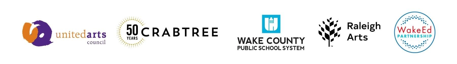 Sponsor Logos: United Arts, Crabtree, WCPSS, Raleigh Arts, Wake Ed Partnership