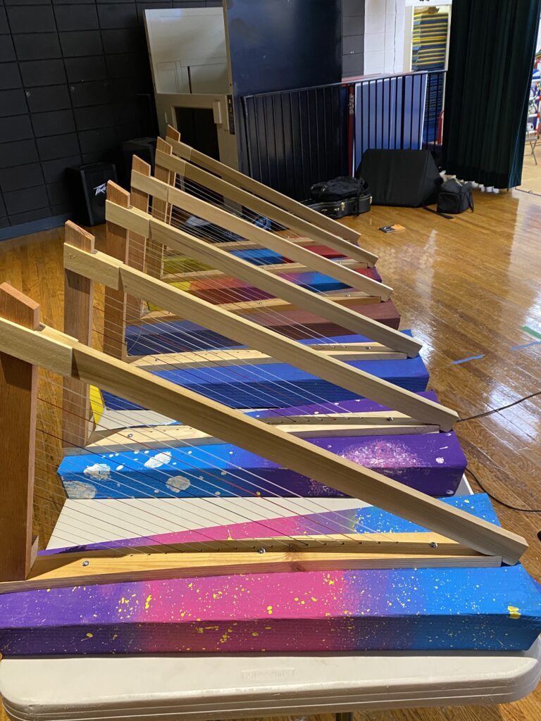 Colorful Harps in a row